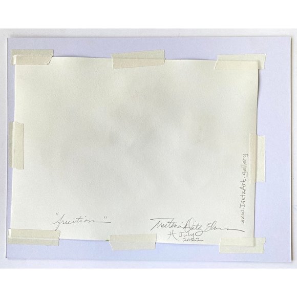 Fruition Original Handmade Watercolor Cactus Flower Painting 11x14in White Mat - Picture 7 of 7